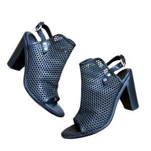 Rag & Bone Wyatt Perforated Leather Open Toe Slingback Bootie Mules Sandals